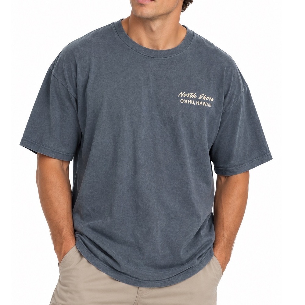 Old Navy Mens XXXL North Shore Oahu Hawaii Surf Supply Graphic T-Shirt Blue Gray
